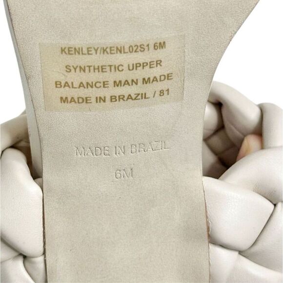 Steve Madden Sandals Size 6 Off White Kenley Slip On Open Toe Woven Heels - Picture 9 of 12